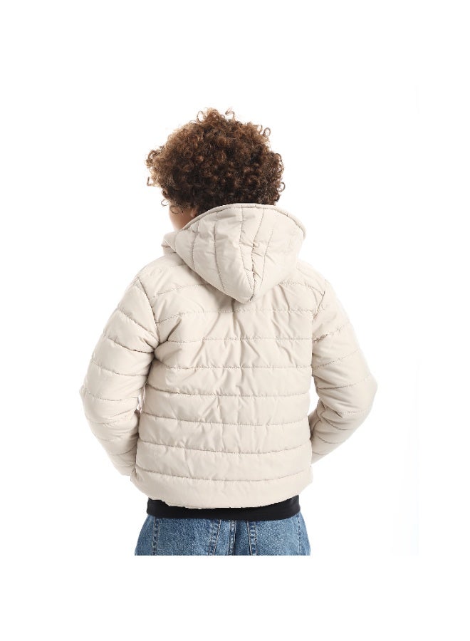 Andora Boys' Basic Padded Hooded Jacket_Beige - Image 2
